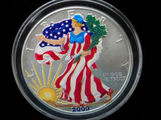 2000 American Eagle Silver Dollar Colorized Walking Liberty Coin photo