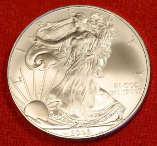 American Silver Eagle 2008 Dollar 1 Oz.  999% Bu Great Collector Coin Gift photo