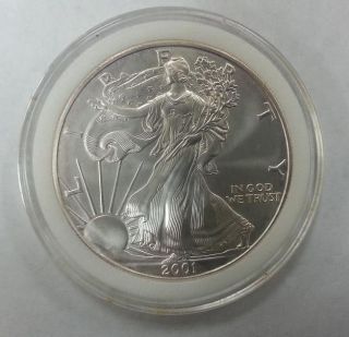 2001 - 1oz Silver American Eagle ' Walking Liberty ' Us Silver Dollar With Case photo