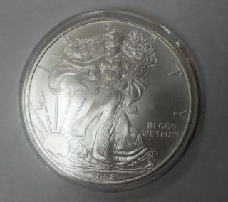2008 1oz Silver American Eagle ' Walking Liberty ' Us Silver Dollar (airtite Case) photo