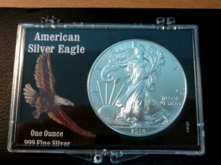 2014 U.  S.  American Eagle 1 Troy Oz.  99.  9% Silver In Black Eagle Holder photo