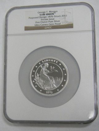 George T.  Morgan $100 Union 1876 Design Struck 2011 Silver Coin photo