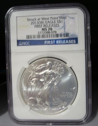 2013 (w) S$1 1oz.  999 Silver American Eagle Certified Ngc Ms70 Er Liberty Label photo