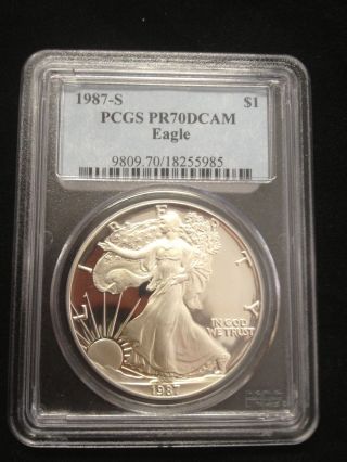 1987 S $1 Pcgs Pr70 Dcameo (proof Silver Eagle) - Pr70 Rare photo
