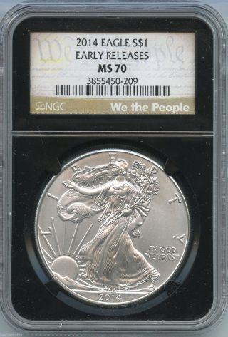 2014 Ngc Ms 70 Silver Eagle - Early Release - We The People - 1 Oz - S1s Kq912 photo