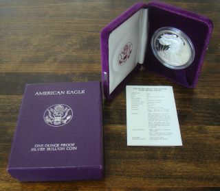 1986 - S 1 Oz Proof Silver American Eagle (w/box &) photo