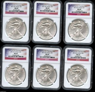 2011 (s) American Silver Eagle Ngc Ms69 photo
