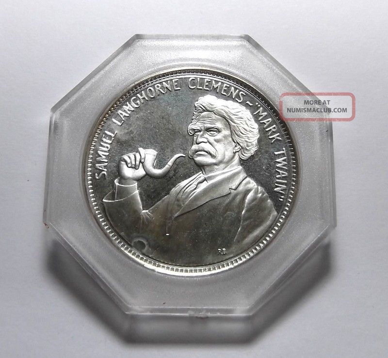 1835 1910 Mark Twain Writer Journalist Commem Proof Sterling Silver 1835-1910-mark-twain-writer-journalist-commem-proof-sterling-silver