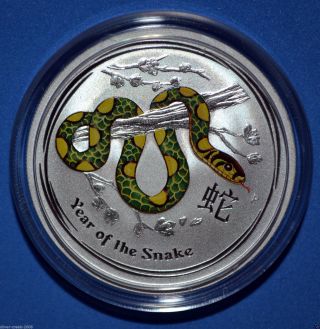 2013 Australian Year Of The Snake Colorized 1/2 Oz.  999 Fine Silver Coin photo