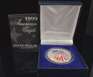 1999 Colorized American Eagle Silver Dollar - W/ photo