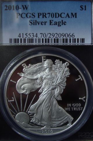 2010 - W 1oz Silver American Eagle Dollar - Pcgs Pr 70 Dcam photo