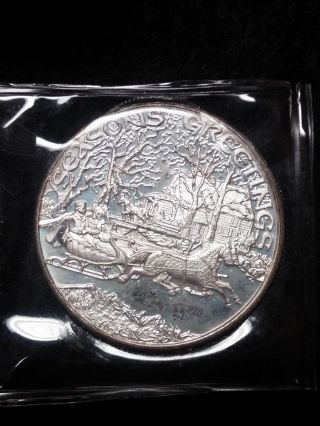 1 Oz Silver Round Season ' S Greetings Peace On Earth Still In Packaging (bm76) photo