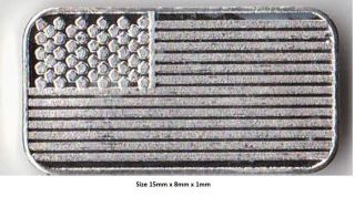 1 Gram American Flag Fine Silver Ingot.  999 Uncirculated Bar. photo