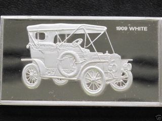 1909 White Automobile Silver Art Bar 2 Troy Oz Franklin A0071l photo
