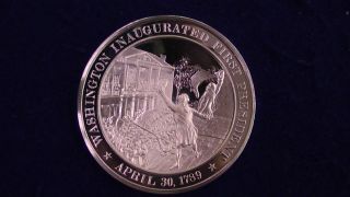 Washington Inaugurated First President Sterling Silver 925 Round 40.  9 Grams Fm photo