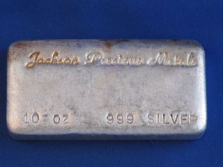 Jackson Precious Metals.  999 10 Oz Ingot Poured B4151 photo