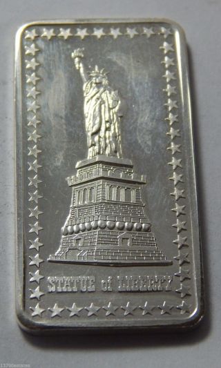 1 Troy Oz.  999 Fine Silver Bar - Statue Of Liberty - The Hamilton photo