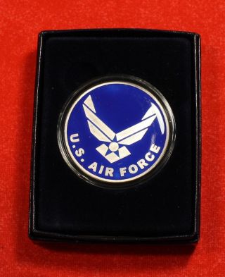 U.  S.  Air Force 1 Oz.  999 Fine Silver Enameled Round W/pocket Clip - On Knife Gift photo