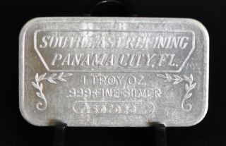1 - Oz.  999 Silver Bar - Southeast Refining Panama City,  Fl - Ser.  507023 photo