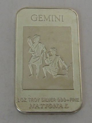National Refiners Assayers Gemini Zodiac 1 Oz Silver Bar photo