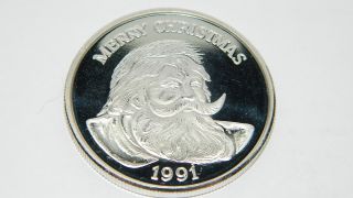 1991 Merry Christmas Santa Clause 1oz.  999 Fine Silver Ag118 photo