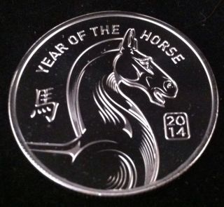 1 Oz.  999 Silver Bullion Lunar Year Of The Horse 2014 & Usa 1 photo