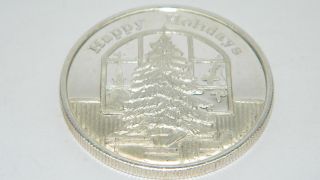 Happy Holidays Christmas Tree 1oz.  999 Fine Silver Ag101 photo