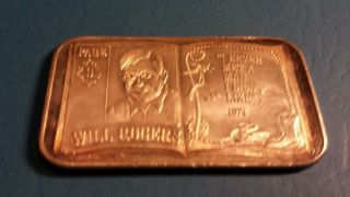 Ussc - Will Rogers - Man ' S Contribution To Man - 1 Ounce.  999 Silver Bar.  Rare photo