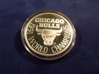 1991 Chicago Bulls World Champion.  999 Fine Silver One Troy Ounce Limited Ed. photo