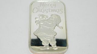 1994 Merry Christmas Santa Holding A Bear 1oz.  999 Fine Silver Ag110 photo