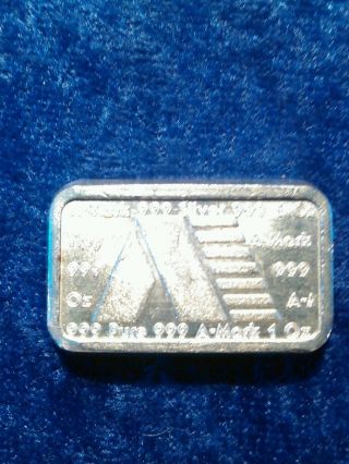 Rare 1 - Oz.  A - Mark.  999 Pure Silver 1981 Usvi Stackable Chunky Bar photo