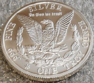 Liberty Morgan Head Replica Silver Round {bu} 1 Troy Oz.  999 Fine Silver Coin photo