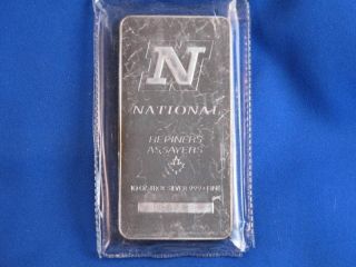 National Refiners.  999 Silver 10 Oz Ingot Struck B3238 photo