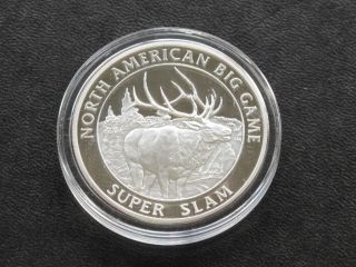 North American Big Game Mountain Elk Silver Art Round 1 Troy Ounce C0348l photo