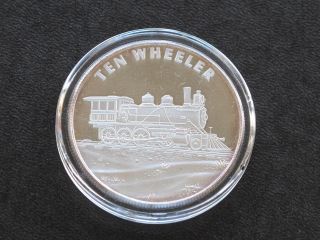 Ten Wheeler Locomotive Silver Art Round 1 Troy Oz.  C4958 photo