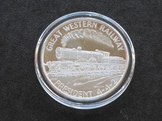 Great Western Railway President 4 - 4 - 2 Type Silver Art Round 1 Troy Oz.  C4945 photo