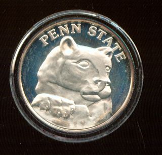 Penn State Nittany Lion Medallion One Oz. .  999 Silver (g568) photo