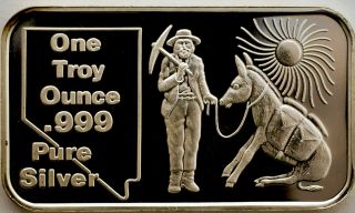Man With His Donkey Prospecting For Silver In The Mines 1oz.  999 Fine Silver photo