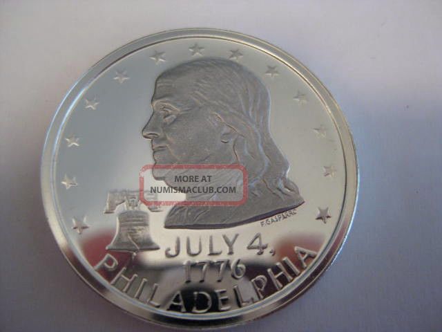Ben Franklin Bicentinnial 1776 1976 1 Ozt 999 Fine Silver