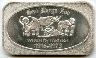 San Diego Zoo 1916 - 1973 Art Bar.  999 Fine Silver 1 Oz Troy - Sab Ks332 photo