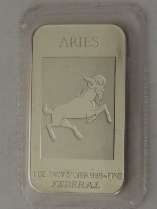 Federal Refiners Assayers Aries Zodiac 1 Oz Silver Bar photo