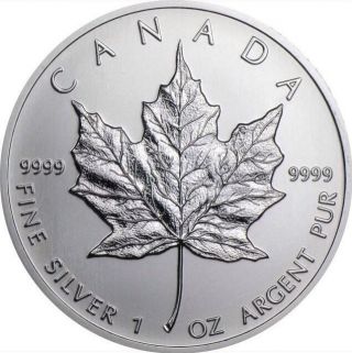 2013 Canadian Silver Maple Leaf 1 Oz Coin.  9999 Pure Fine Bullion Round Canada photo