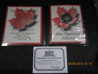 Silver Maple Leaf.  9999 Fine Silver First Commemorative Folder Canada 2000 photo