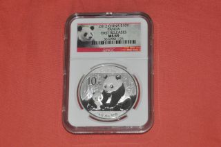 2012 Chinese China Panda 1 Troy Oz 999 Silver Ngc 69 photo