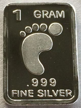 . 999 Fine Pure Silver Bullion 1 Gram Bar 