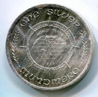 1973 Wade Ventures Mundinero 1 Troy Oz.  999 Fine Silver Art World Trade Coin photo