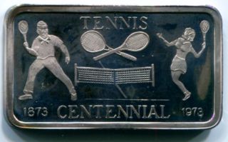 Tennis Centennial 1973 1 Oz.  999 Fine Silver Art Bar J S Love & Associates Low photo
