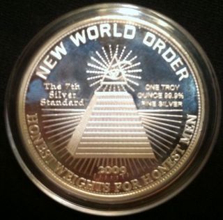 1 Oz Silver Nwo World Order Round.  999 Fine Silver photo