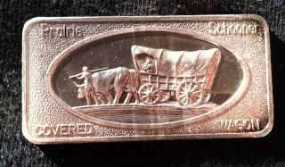 Prairie Schooner Covered Wagon.  999 Silver Art Bar - 1 Oz Troy Ingot - photo