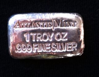 1 Troy Oz Silver Hand Poured Loaf Bullion Bar.  999 Fine/pure/atlantis photo